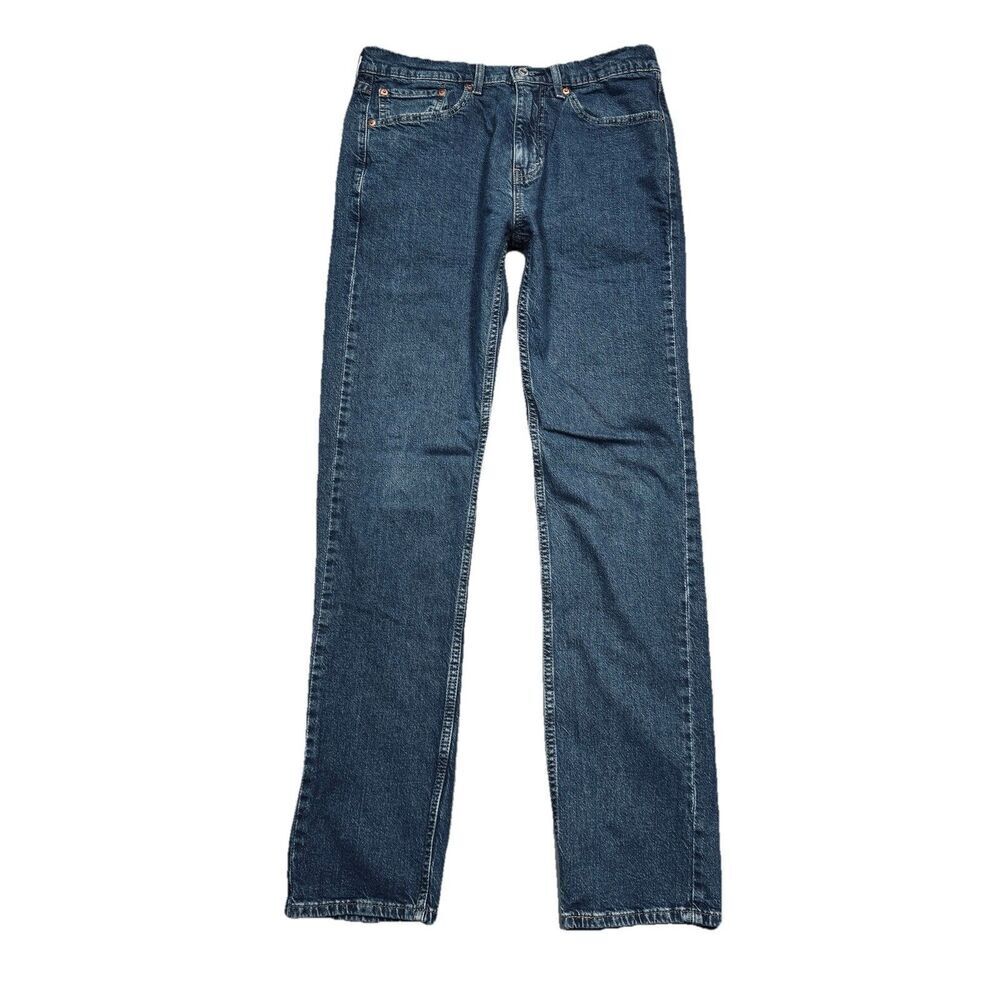 Levis 505 Straight Jeans Mens 32x34 Measures 31x32.5 Dark Wash Blue Denim Casual